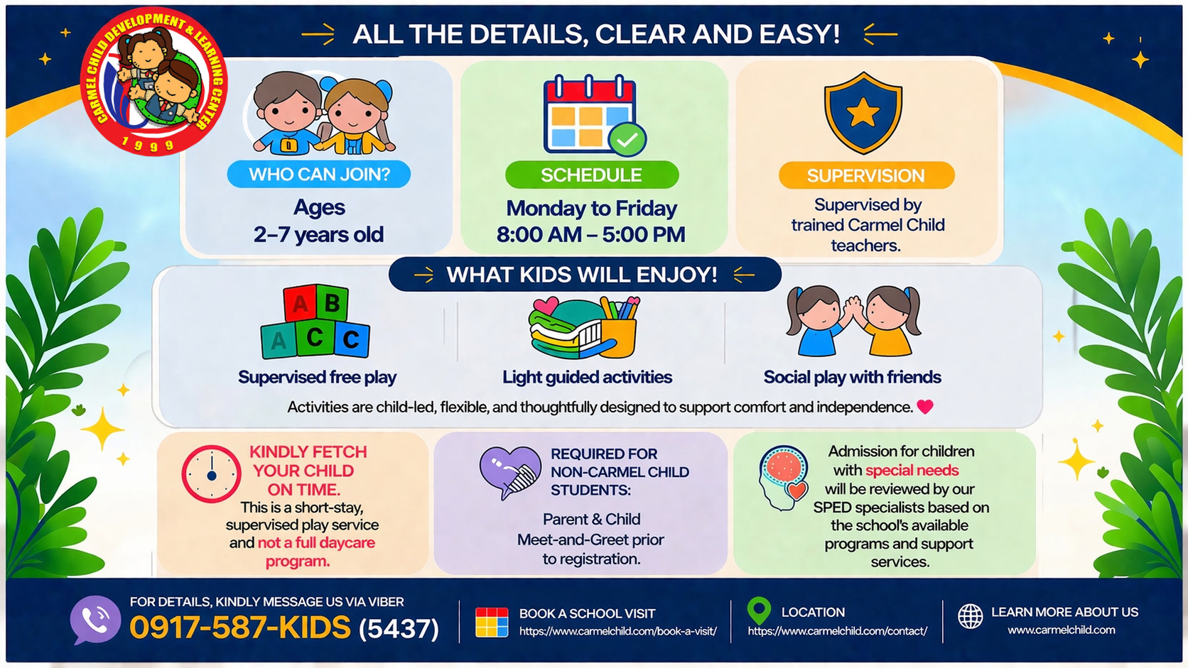 Play & Stay Program details, schedule, and registration information at Carmel Child