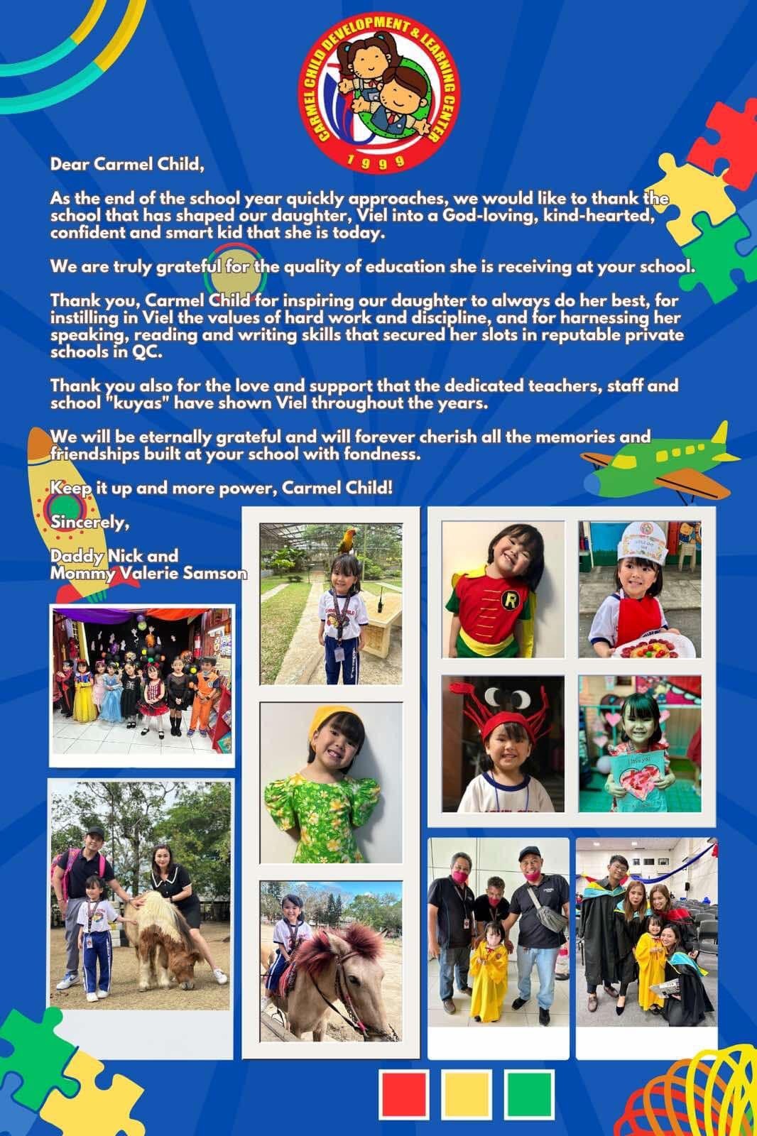 Highlight 16 - Carmel Child testimonial or achievement