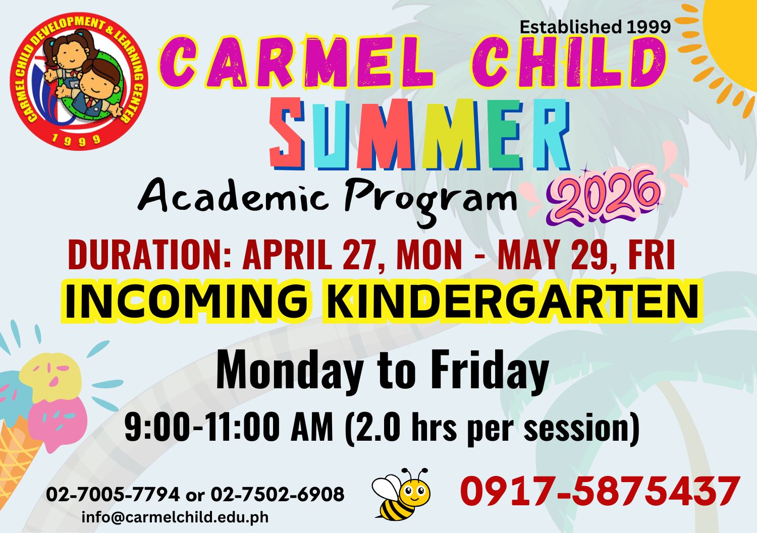 Summer Academic Program 2026 - Incoming Kindergarten - Carmel Child Development & Learning Center