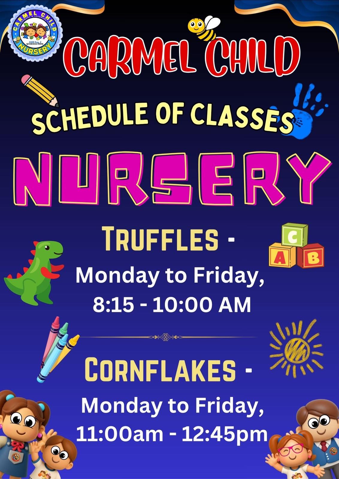 Nursery Schedule - Truffles, Cornflakes - Carmel Child